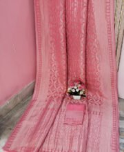 Pink Color Crush Katan Benarasi Saree