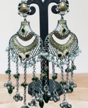 Silver Replica Dual Tone Ear-Ring With Stone