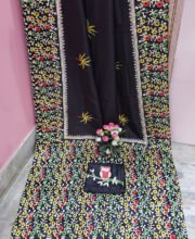 Black Multi Color Printed Silk Saree