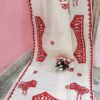 White & Red Color Aplic Work Saree