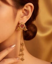 Gold Polish Kundan Kashmiri Earrings