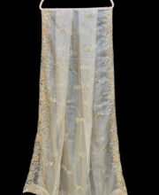 Cream Color Organza Embroidered Dupatta