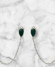 Gold Polish Chain Stud Ear-Chain