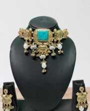 Gold Polish Kundan Choker Set