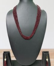 Maroon Multilayer Beaded Necklace Set