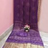 Purple Blue Ajrakh Printed Gajji Silk Saree