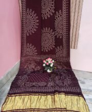 Wine Color Bandhni Printed Gajji Silk Saree