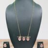 Gold Polish Stone Long Pendant Set