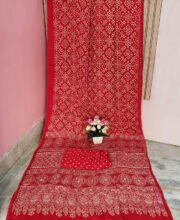 Red Color Ajrakh Printed Modal Silk Saree