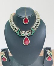 Kundan Necklace Set With Maang Tikka