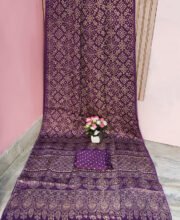 Purple Color Ajrakh Printed Modal Silk Saree