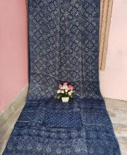 Turquoise Blue Ajrakh Printed Modal Silk Saree