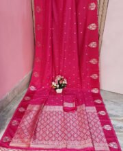 Hot Pink Color Katan Benarasi Saree