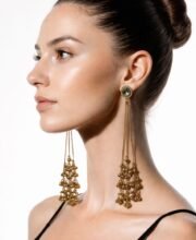 Gold Polish Studded Kashmiri Earrings