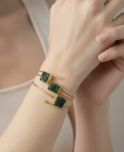 Gold Polish Stone Bangle