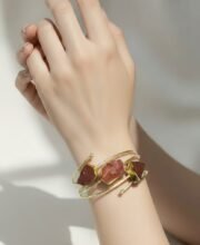 Gold Polish Stone Bangle
