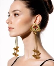 Gold Polish Kashmiri Kundan Earrings