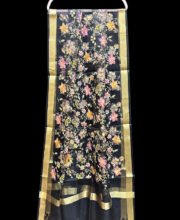 Black Multi Color Organza Dupatta