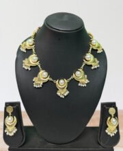 Gold Polish Half Moon Necklace Set