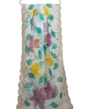 White Multi Color Organza Dupatta