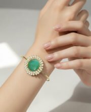 Sea Green Studded Stone Bracelet With Beads