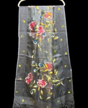 Gray Color Hand Painted Organza Dupatta