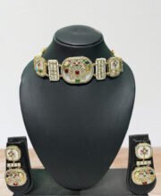 White Multi Color Meena Kari Choker Set
