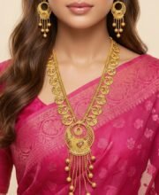 Gold Polish Long Necklace Set