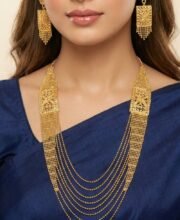 Gold Polish Long Necklace Set
