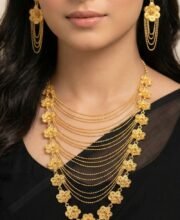 Gold Polish Long Necklace Set
