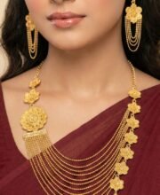 Gold Polish Long Necklace Set