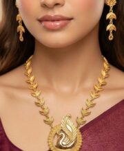 Gold Polish Long Necklace Set