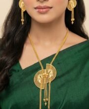 Gold Polish Long Necklace Set