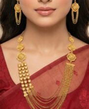 Gold Polish Long Necklace Set