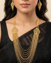 Gold Polish Long Necklace Set