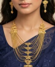 Gold Polish Long Necklace Set
