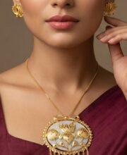 Gold Polish Shell Pendant Set