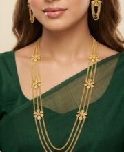 Gold Polish Long Necklace Set