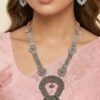Silver Oxidised Long Necklace Set